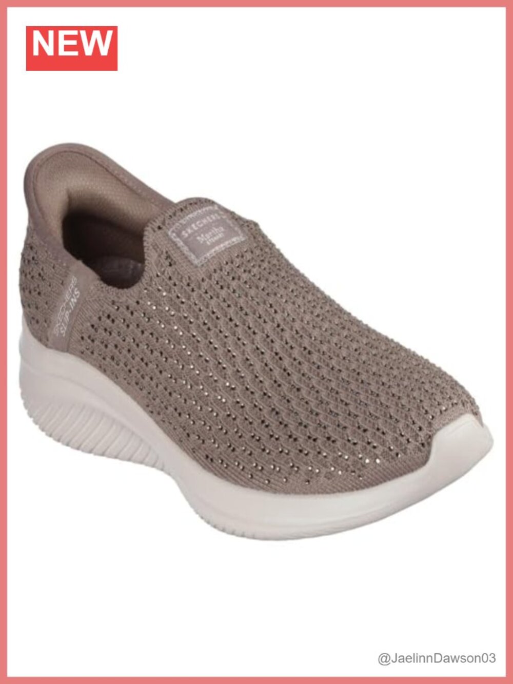 Women's Slip-On Fashion Sneakers Hands-Free Rhinestone Knit Athletic Shoe